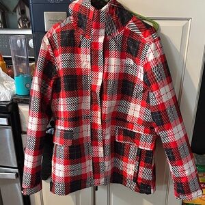 The North Face Red and Black Plaid Ski Jacket